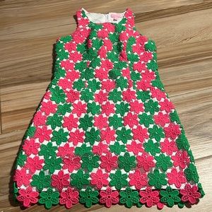 Lilly Pulitzer Truly Petal Cotton Floral Lace Crochet Sheath Dress Size 2